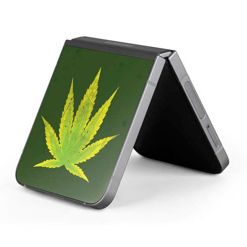 Marijuana Leaf Light Green Galaxy Z Flip6 Skin